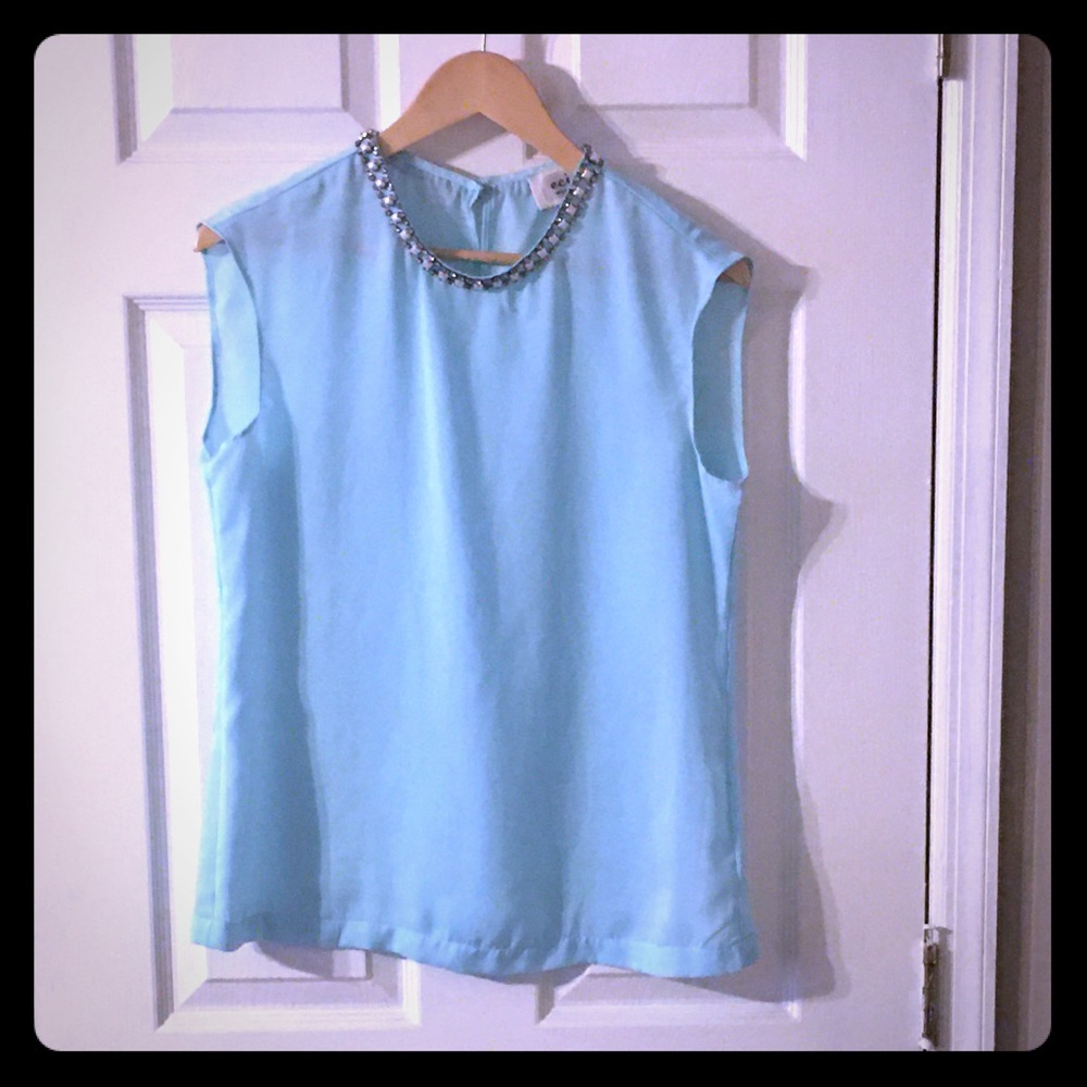 ECI Baby Blue Tank with crystal on the neck